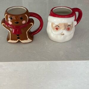 Lot 2 Wondershop Santa Claus & Gingerbread Man Mugs Cups